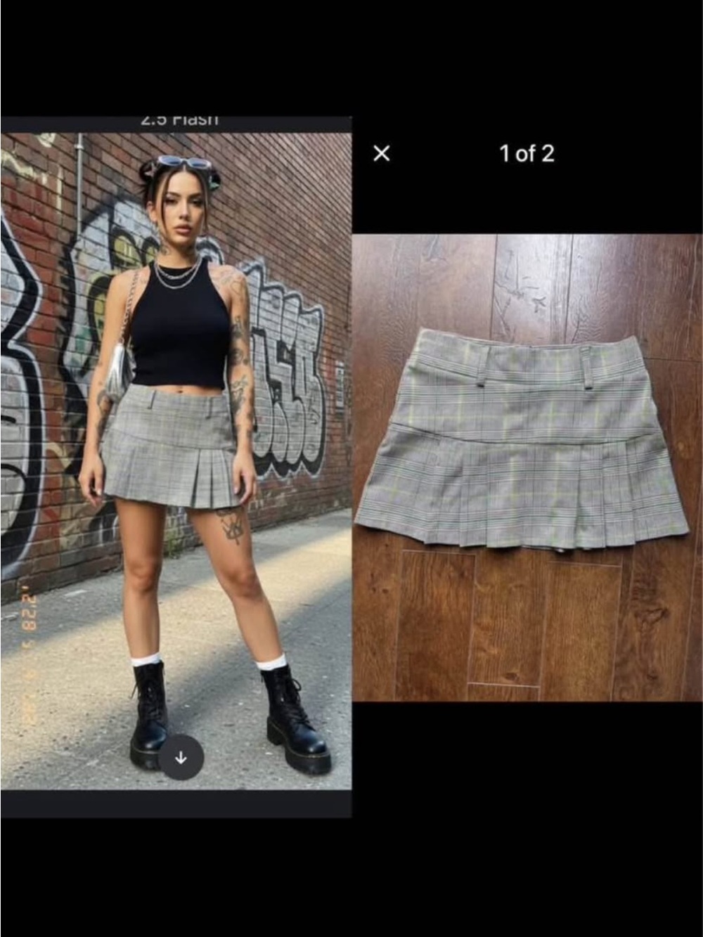 Vintage Y2K Light Acadamia Tartan Plaid Pleated Mini Skirt. Small
